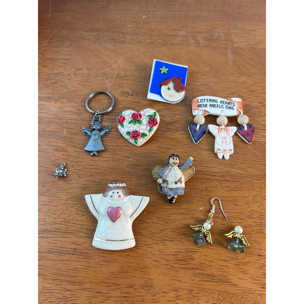 VTG Angel Pin Brooch Earring Craft Lot Cottage Core Boho
